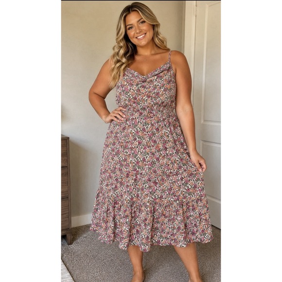 Old Navy Dresses & Skirts - Old Navy Women's Tiered Pink/Green/Tan Summer Dress Pockets! Size XL NWT